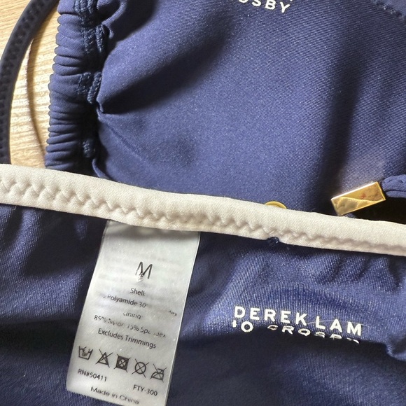 10 Crosby Derek Lam blue gold white retro color block bikini lace up Size M - Picture 4 of 7